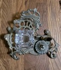 Antique French Brass Inkwell Art Nouveau  Solid Brass Patina 