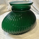 Vintage Cased Glass Lamp Shade Oval Ribbed Student Emerald