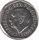 2023 Uk B uncirculated Coronation Crowned King Charles Iii 50 Pence Coin 