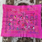 Vtg Folk Art Primitive Textile Village Art Scene Handmade Embroider 14 5  X 17 