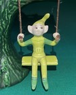 Mcm Swinging Tree Elf From A Green Tree Branch Planter Vase  Pixie Gnome Swinger