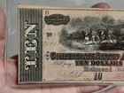 1864  10 Dollar Bill Banknote Confederate States Of America Richmond Xf-au
