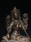 25 2  Ancient Tibetan Buddhism Bronze Gilt Green Tara Goddess Statue Sculpture