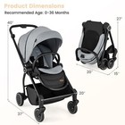 Foldable Infant Pram Stroller With Reversible Seat Reclining Backrest-gray - Col
