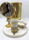 Vtg Stylebuilt   Gatco Vanity Set Ormolu Gold Filigree Hollywood Regency 4 Piece