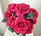 Burgundy Bouquet 10 Heads Decoration Artificial Silk Rose Bush Flower Wedding