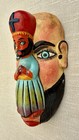 Vintage Guerrero Mexico Folk Art Carved Wood Mask Applied Religious Figure