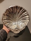 Vintage Silver Plate Silver On Cooper Footed Clam Shell  Tray 