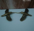 Pair Of Vintage Solid Brass Hummingbird Couples Figurines Statues