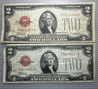 1928-d  2 Red Seal Two Dollar Bills Vintage U s  Currency Notes Money-lot Of  2 