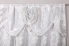 Jacquard Luxury Window 2 Panel Set White Curtain With Attached Valance And Ba   