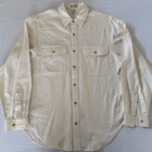 Nell Flowers Ivory Cotton Button Down Blouse   Classic Flannel Feel   Size Large