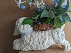 Vintage Playful Baby Lamb Ceramic With Tie Planter Kitschy Nursery Decor