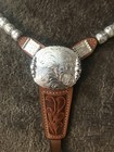 Used Nice Western Leather Silver Ferrules Billy Royal  Show Breast Collar Horse