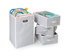 Nursery Folding Hamper Set With Three Storage Baskets - Gray Chevron