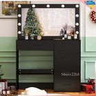 Vanity Desk Set With Large Led Lighted Mirror For Bedroom Makeup Table 5 Drawers
