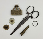 Fur Trade Camp Relics - 6 Pc Lot -scissors Buckle Buttons Ring - Nicollet Co Mn