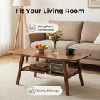 Mid Century Modern Coffee Table  Solid Oak Wood Coffee Table With Storage Shelf