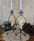 Angel Cherub Musician Candlestick Holders 11 In Metal Stand Wings Resin Vintage