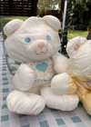 Pair Of Fisher Price Puffalumps Yellow Baby Bear Cub Rattle Soft And White Plush