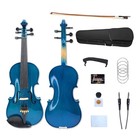 Electric Violin Blue 5 String 4 4 Full Size Maple Spruce Solid Violin Hand Made
