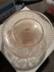 Set Of 2 Vintage Pink Glass Cake Stands Footed Pedestal