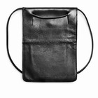 Vintage Italian Black Leather Neck Pouch Crossbody Travel Passport Phone Bag