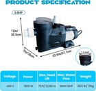 3hp Swimming Pool Pump 220v 9000 Gph 1800w In above Ground Pool Pump
