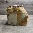 Vintage Natural Banded Onyx Marble Stone Bookends Rough Edge Polished Pair Brown