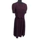 90s Plaza South Burgundy Beaded Midi Dress Size 4p Prairie Cottage Vintage R1