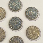 Antique Brass Floral Button Set 7 Victorian Art Nouveau Raised Vine Patina C1900