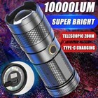 10000lm Powerful Flashlight Zoom Rechargeable Tactical Torch Waterproof Lamp Us