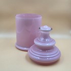 Vintage Pink Opaline Glass Apothecary Vanity Jar With Ornate Tiered Lid