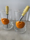 Vintage Set Of 4 12 Oz Screwdriver Cocktail Glasses With Ceramic Stirrers