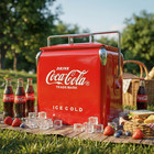 Coca-cola Vintage 14qt Metal Hard Cooler  Retro 18-can Insulated Ice Chest Box