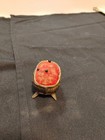 Antique Pin Cushion brass oval floral footed art Nouveau Or Victorian Era