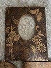 Antique Early 1900   s Flemish Pyrography Wood With Burnt-in Design Frames