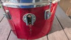Vintage 1970s Ludwig 13x9 Red Sparkle Concert Tom Drum Blue Olive Badge