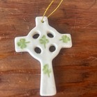 Irish Celtic Cross With Shamrocks Ornament Ceramic