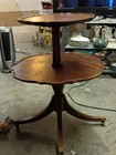 Vtg Antique Table 2 Tier Pie Crust Dumb Waiter Mahogany Wood Side Lamp Claw Foot