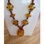 Vintage Y-drop Necklace Art Deco Czech Faceted Amber Glass 19 5 