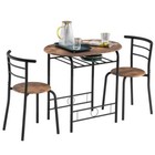 3 Piece Dining Table Set Chairs Home Kitchen Breakfast Glass Top Dinette Table