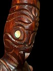 Vtg Hand Carved Wood Maori Tiki Statue 10in Abalone Shell Eyes New Zealand