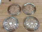 Set Of 4 Vintage Leonard Crystal Coasters Italy Silver-plate Glass Starburst
