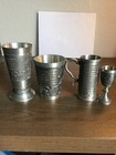 4 Vintage German Zinn Pewter Cups