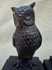 Vintage Bookends Set Mcm Cast Metal brass Perched Horned Owls On Books 