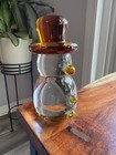 Blenko  Glass Snowman With Amber Hat buttons 711a