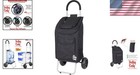 Black Foldable Shopping Cart With Wheels - Lightweight All-terrain Grocery Dolly