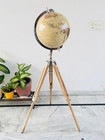 Floor Standing World Globe Wood Tripod Antique Style 54 Inch Office Decor