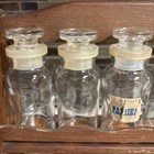 Vintage Wooden Wall Or Counter Shelf 3 Tier Spice Rack  With Glass Apotheca Jars